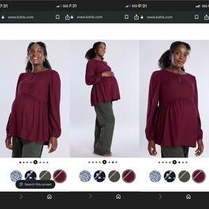 Maternity Motherhood® Woven Keyhole Blouse Size Large Burgundy